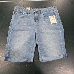 Levi Strauss Signature Bermuda Mid-rise Stretch Women's W28 Cuffed Blue NWT